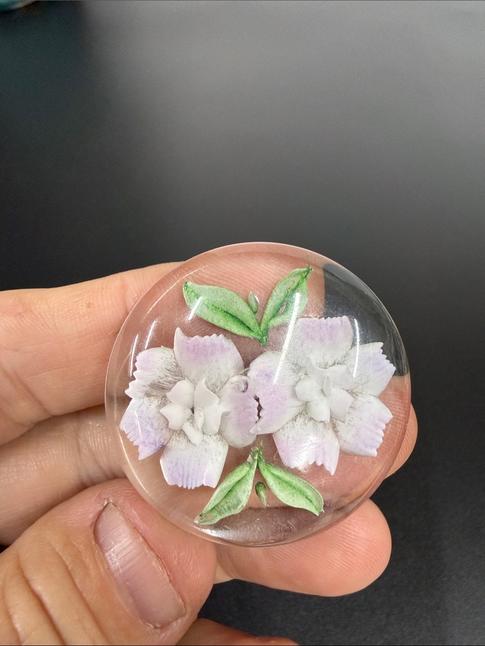 Floral Brooch in Soft Pink and Green